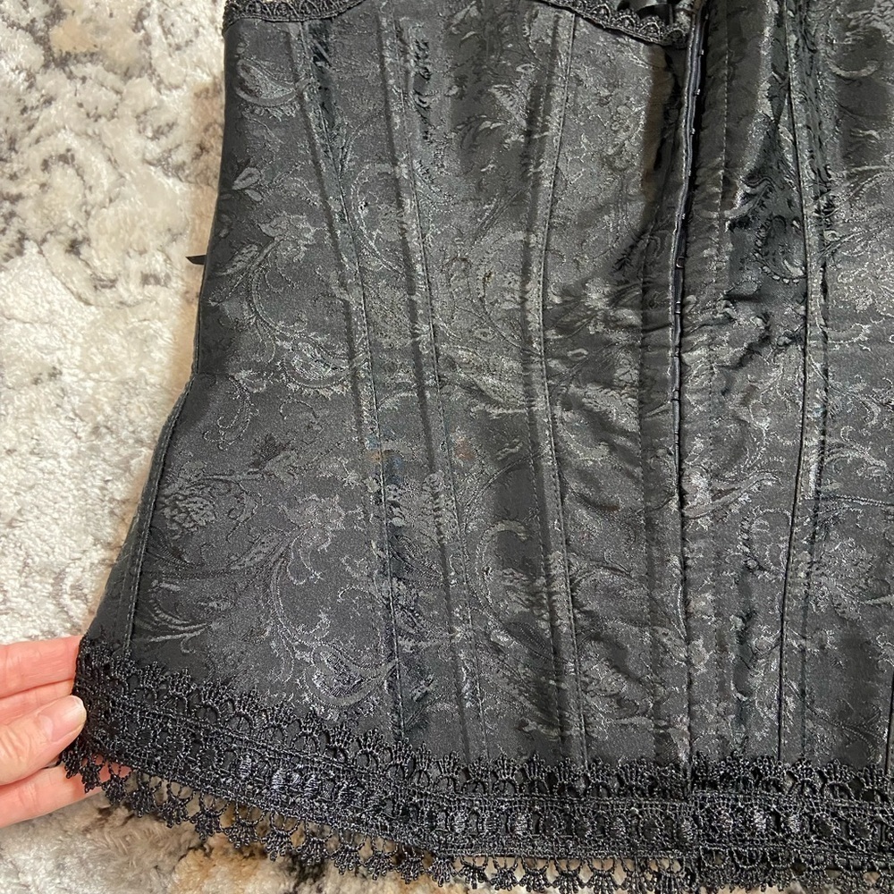 ICollection Black Brocade Racer Back Corset - Picture 3 of 9